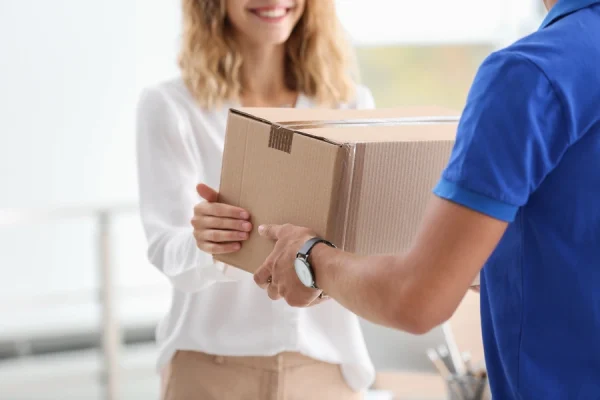 woman receiving parcel