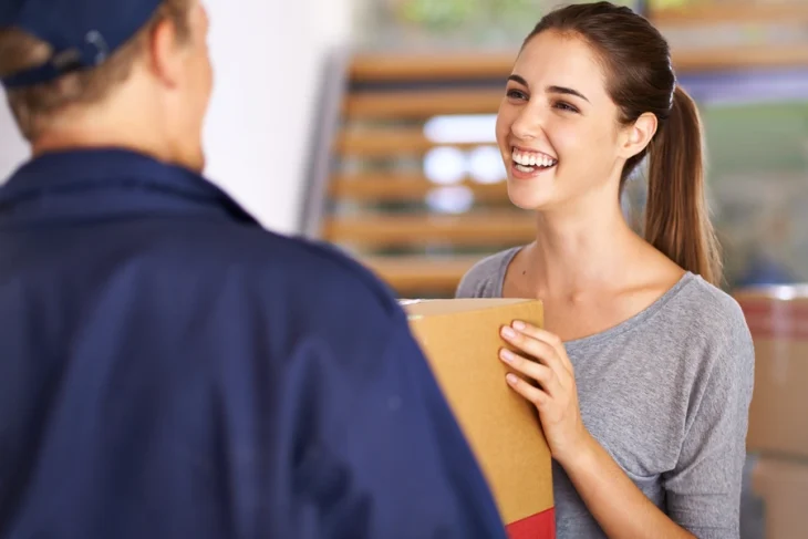 courier and happy customer
