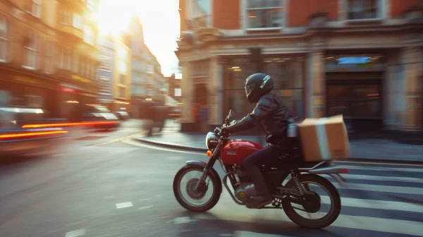 courier on motorcycle